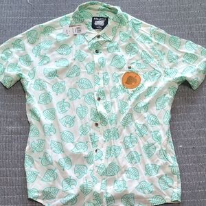 Men's Animal Crossing New Horizons Short Sleeve Leaf Print Shirt - Mint Green